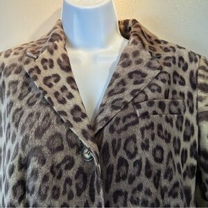 Talbots Leopard Print Blazer Womens 12 Petite Cheetah Animal Print Jacket Button